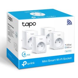 Tapo TP-Link P100 Amazon Alexa Accessories Smart Home WLAN WiFi Jack Socket, White, 4 Pieces