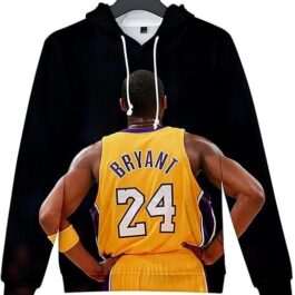 Silver Basic Kid Boy Sweatshirt Kobe Bryant NBA Hooded Pouch Hoodie Custom Rope Pocket Kangaroo