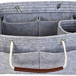 Pyatofly Felt Cosmetic Bag Tote Bag Storage Bag, MM PM Wallet Inserted in Bag-Light Grey