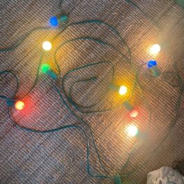 Vintage guinguette light garland with colored bulbs