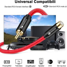 RCA Extension Cable,1RCA Male to Female Cable Heavy Duty Digital Coaxial Audio Cable for Home Theater, HDTV, Amplifiers, Hi-Fi Systems