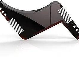 Frackson Black Beard Shaping and Styling Template Tool with Inbuilt Comb for Perfect Line Up and Edging for Men Boy