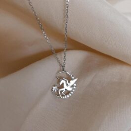 Silver Unicorn Necklace Female