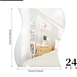 Mirror Wall Stickers DIY Decor, Silver Acrylic Plastic Mirror Tiles Kawaii Art Decoration Accessories for Living Room Bathroom Bedroom Home