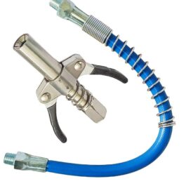 Inditrust 1pc Double handle Grease Gun Coupler with 1pc 30cm Hose 10000 PSI compatible with All Grease Guns