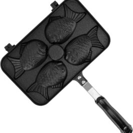 Taiyaki Fish-Shaped Non-Stick Cake Pan with 4 Grids and Anti-Scalding Handle