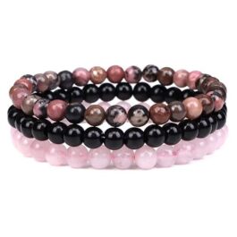 Semi-Precious Gemstones Beaded Bracelets Healing Crystal Stone Bracelet for Women Men Stretch Round Beaded Bracelets Unisex Jewelry