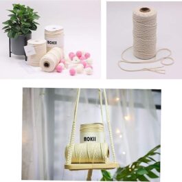 Macrame Cord 100% Macrame Natural Soft Cotton Rope,3 Strand Twisted Cotton Cord for Craft&Handmade Plant Hanger Wall Hanging