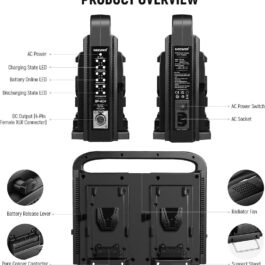 NEEWER BP-4CH 4-Channel V-Mount V-Lock Battery Charger with 16.5V DC XLR Power Supply Output, Circuit Protection System for Video Camera, Camcorders