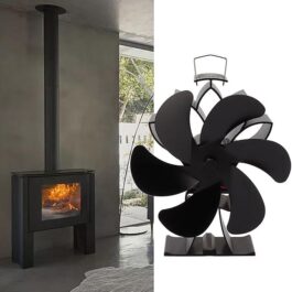 Heat Powered Stove Fan, 6 Blade Aluminum Alloy Wood Stove Fan Heat Powered, Low Noise Wood Stove Fireplace Fan Burning Stove Fan for Home Log Burning Stove