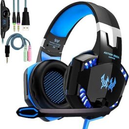 Gaming Headset PS4 KOTION Over Ear Stereo Gaming Headphone Noise Reduction Volume Control 3.5mm with Mic LED for Gamer Xbox One PC Laptop Tablet