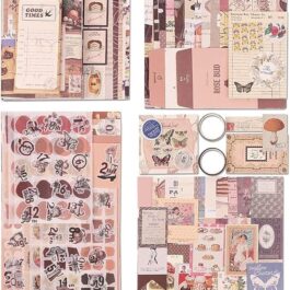 Vintage Aesthetic Scrapbook Kit with Stickers, Art Bullet Junk Journal Kit with Journaling or Scrapbooking Supplies Journal Planners Paper Stickers Craft Notebook Collage