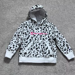 Champion AOP Leopard Script Crew Girls Active Sweatshirts