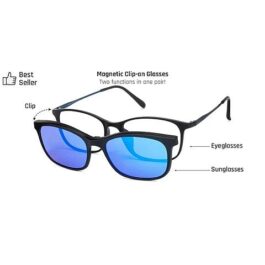 Matte Black Blue Full Rim Wayfarer Lenskart Air Clip on Eyeglasses