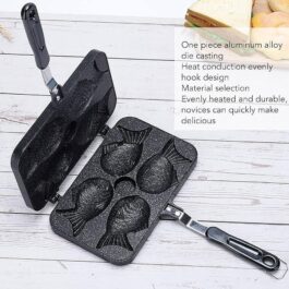 Taiyaki Fish-Shaped Non-Stick Cake Pan with 4 Grids and Anti-Scalding Handle