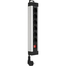 power strip 6-fach 2,4m Supraline m. Schalter silver