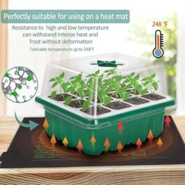 Seed Starter Tray Flexible Silicone 60 Cells Reusable Seed Starter Kit with Humidity Dome Dishwasher Safe Seed Starting Trays