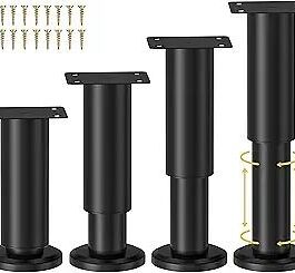 Metal Adjustable Furniture Legs 4.72-7.08 inch, Adjustable Cabinet Legs for Sofa/Bed/Chair/Couch/Dresser/Table