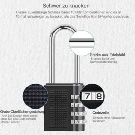 Combination Lock, 4-Digit Anti Rust Weatherproof Padlock, Ideal Security Combination Lock for School, Gym, Lockers, Cabinets, Tool Box