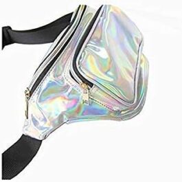 Waist Bag Casual Bag Women Shiny Holographic Fanny Pack Bum Bag Silver