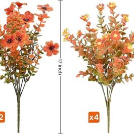 Artificial Fall Flowers for Outdoor Decor Fake Mums, 16 PCS Faux Mums Fall Decorations Indoor No Fade Fall Decor for Front Porch Pot Decor