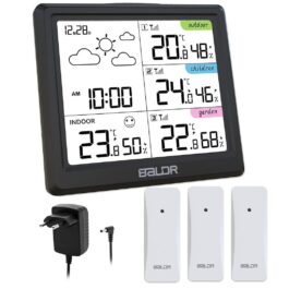 Wireless Weather Station with 3 Sensors � Digital Thermometer, Hygrometer, Time Display & Forecast