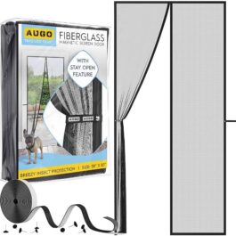 Magnetic Fiberglass Screen Door – Self Sealing, Heavy Duty, Hands Free Mesh Partition Keeps Bugs Out – Door Screen Magnetic Closure – Patent Pending Keep Open Feature