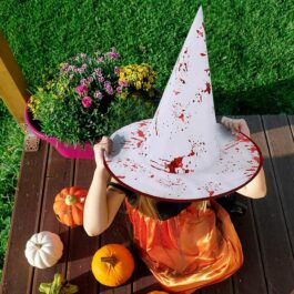 Halloween Props Black Bloodstained Witch Hat, Bloodstained Witch Hat Witches Hats,Bloodstained Printing Witch Hat, Witch For Halloween Party Decor