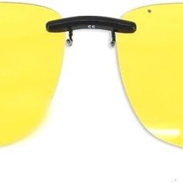 Yellow Night Vision Polarized Sunglasses | Anti Glare Clip-on Flip up Metal Clip Sunglasses | 100% UV Protection Driving Glasses for Men and Women