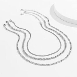 Necklace Layer Women, 3 Layering Necklace Pendant Necklaces Simple Hollow Snake Thin Chain Design