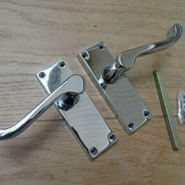 Small Lever Latch Door Handle Scroll Polished Chrome