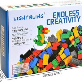 Building Bricks Compatible with Lego – 1000 Pieces Bulk Building Blocks in Random Color – Mixed Shape – Includes 2 Figures