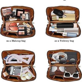 Travel Makeup Bag Large Capacity Cosmetic Bags for Women Organizer Checkered Bag (Square Brown), Square Brown, Luxury Style