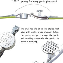 EQLEF Garlic Press Stainless Steel,Garlic Crusher Press Non-slip Garlic Press For Kitchen Garlic Grinder Garlic Crush Garlic Crushers