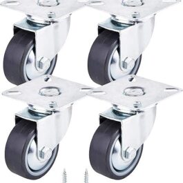 Premium Quality Swivel Castors 50 mm Soft Rubber Wheels Furniture Wheels Casters with Mounting Plates Full Rotation Casters Industrial Trolley Wheels Modern Design