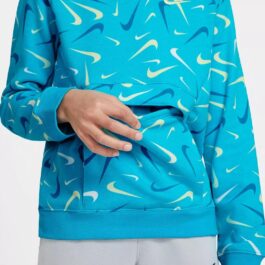 NWT Nike Boys’ Sportswear Club Printed Pullover Hoodie Blue Swoosh