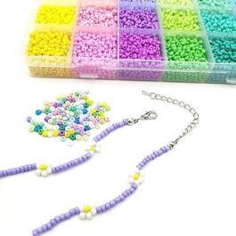 Haibing 24 Slot Macaron Color Matching Baking Paint Beads Set Glass Beads Box Beads for DIY Bracelets and Necklace