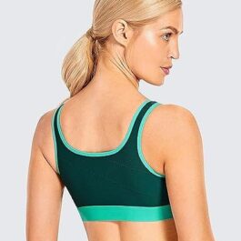 SYROKAN Women’s Zip Front High Impact Wireless Racerback High Support Zipper in Front Sports Bra