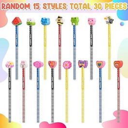 Cartoon Pencil Set, Pencils with Rubbers on the End, Wooden Pencils with Eraser Toppers