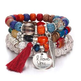 Thboxes Women Bead Bracelets Vintage Tassel Bracelet Female Jewelry Natural Stone Charms Wristband