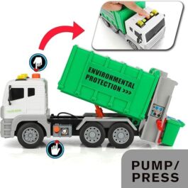 Garbage Truck Toy Friction-Powered Recycling Truck Toy with 4 Rear Loader Trash Cans,Dump Truck Toy Play Vehicles Car Toys Gifts for 3 4 5 6 Years Old Kids Boys Girls