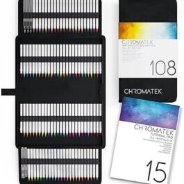 CHROMATEK 108 Watercolor Pens Set | Including 15 Page Pad & Online Video Tutorial Series | 5 Aquapens & 100 Unique Colors | Real Brush Pens | Easily Blendable, Vivid and Smooth