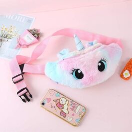 dressfan Fanny Packs for Kids and Girls Cute Waist Bag Plush Unicorn Chest Bag Used When Shopping for Sports Tourism Fashion Belt Bag, Multicolor