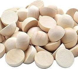 Half Wood Balls 1 Inch Diameter Unfinished Natural Mini Half Ball Split Wood Balls for DIY Projects and Craft Supplies