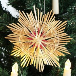 Com-four  Straw Star Christmas Tree Decoration, Straw Pendant for Christmas Tree, Natural Christmas Tree Decoration