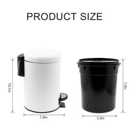 Round Stainless Steel Garbage Bin with Soft Close Lid & Step Foot Pedal | Metal Waste Basket with Removable Inner Bucket