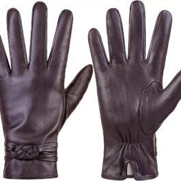 QNLYCZY Winter Leather Gloves for Women,Warm Cashmere Lining Touchscreen Texting