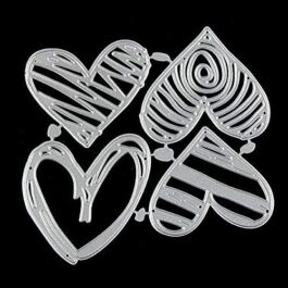 Four Pieces Heart Cutting Dies Love Metal Stencils Scrapbooking Tool DIY Craft Carbon Steel Embossing Template for Paper Card Making