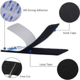 20 x Scratch Double Sided Adhesive Sticky Strips Extra Strong Rectangle Adhesive Black Strong Reusable