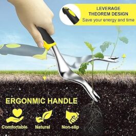 Hand Weeder Tool, Gardening Weeding Tool, Weed Puller with Ergonomic Handle, Stainless Steel Manual Weeder for Planting, Weeding, Flower and Vegetable Care in Lawn Garden Yard